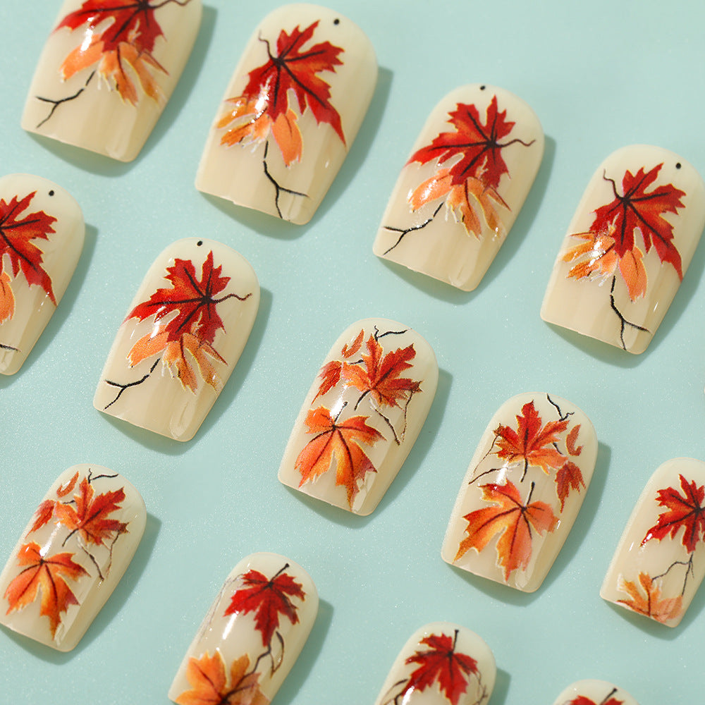 Artificial nails with autumn leaf patterns Stornfield