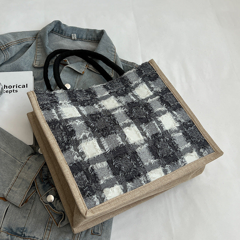 Casual Tartan Pattern Tote