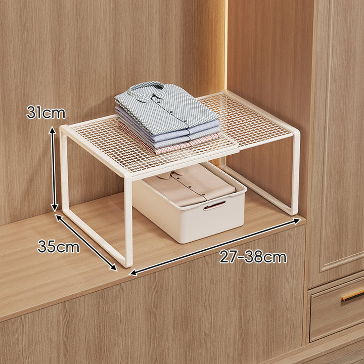 Adjustable Mesh Shelf Riser for Closet Countertop and Cabinet