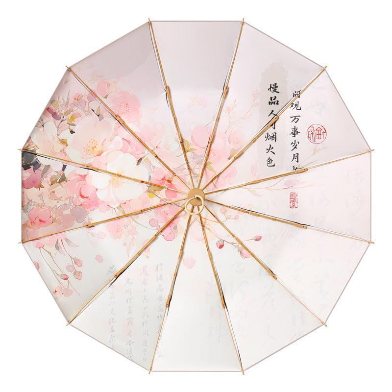 Ladies elegant folding umbrella with artistic floral pattern Stornfield