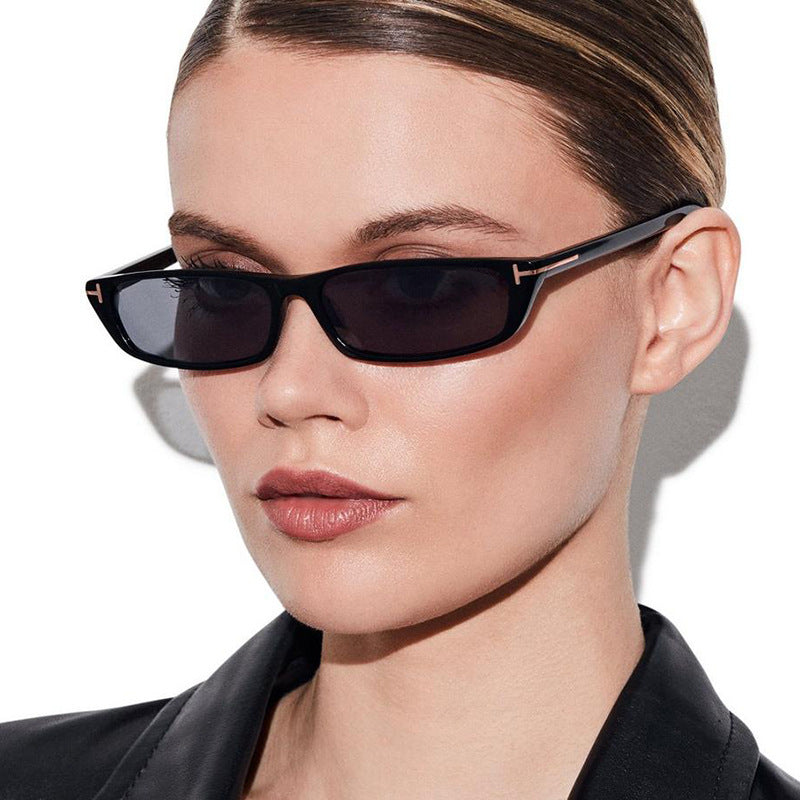 Women's fashionable sunglasses with narrow frame and brown lenses Stornfield