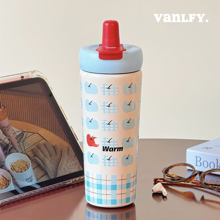 Women's insulated drinking bottle with innovative silicone cap and cheerful Stornfield motif