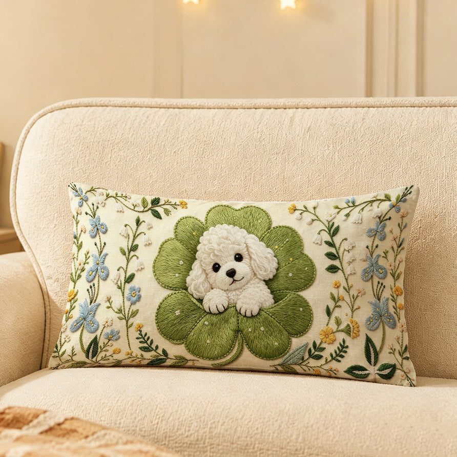 Cat-Themed Embroidered Decorative Throw Pillow