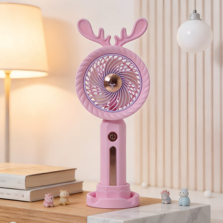 Women's Portable Hand Fan with Creative Antler Design Stornfield
