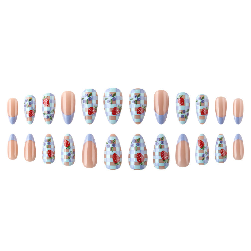 Artistic Strawberry-Themed Press-On Nails Stornfield