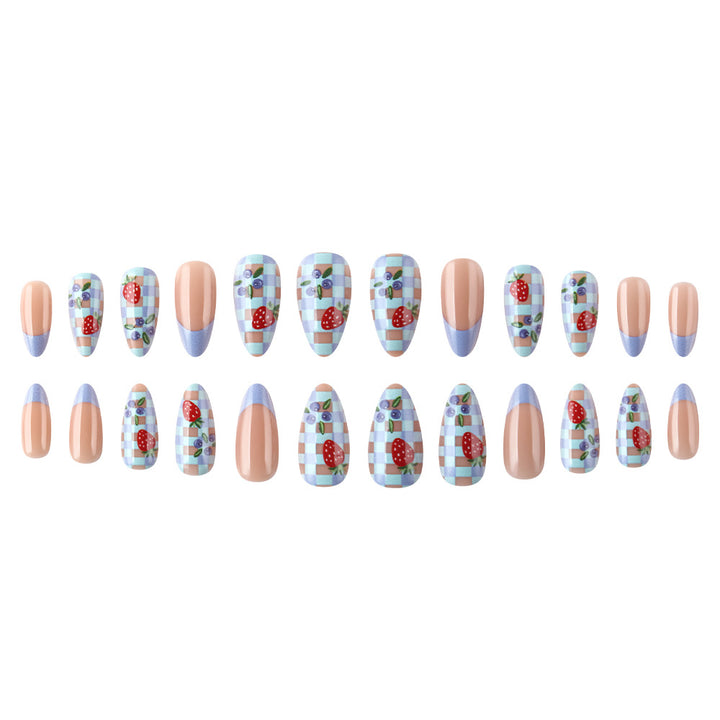 Artistic Strawberry-Themed Press-On Nails Stornfield