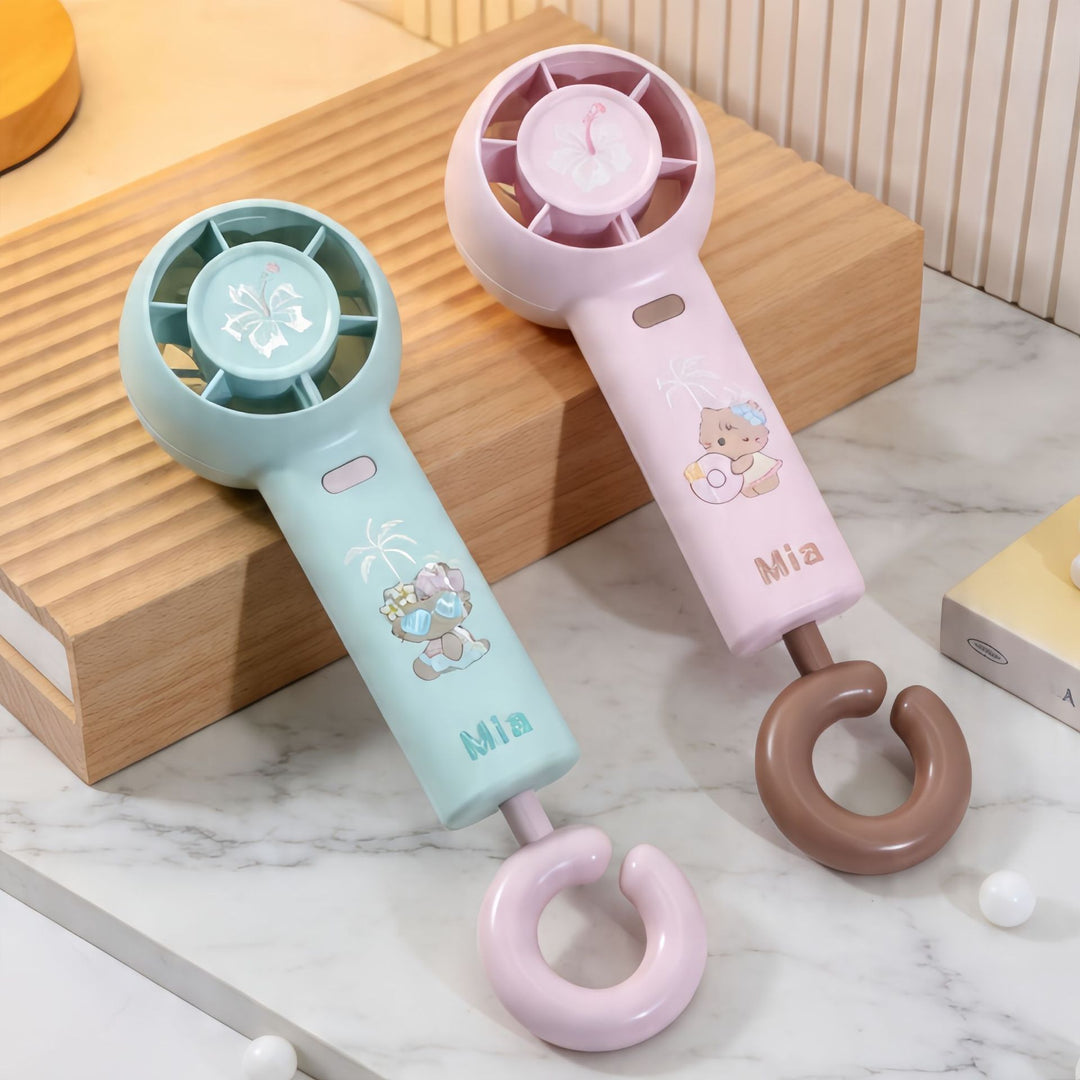 Women's Portable Handheld Fan with Ergonomic Design and Cute Stornfield  Motif