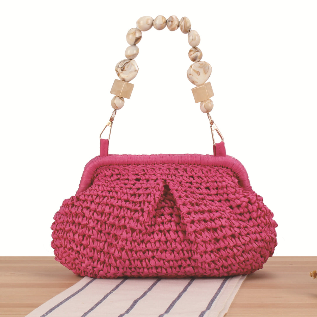 Basket bag with elegant wooden bead embellishments Stornfield