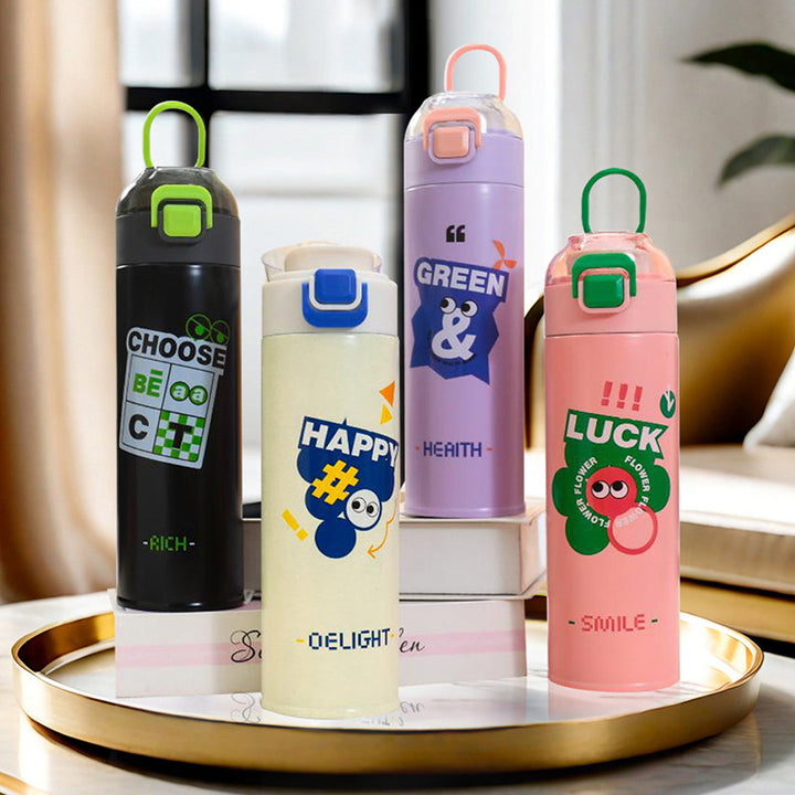 Insulated drinking bottle with innovative leak protection and practical carrying strap Stornfield