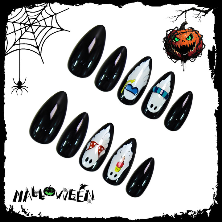 Halloween Artificial Nail Set with Playful Ghost Designs Stornfield
