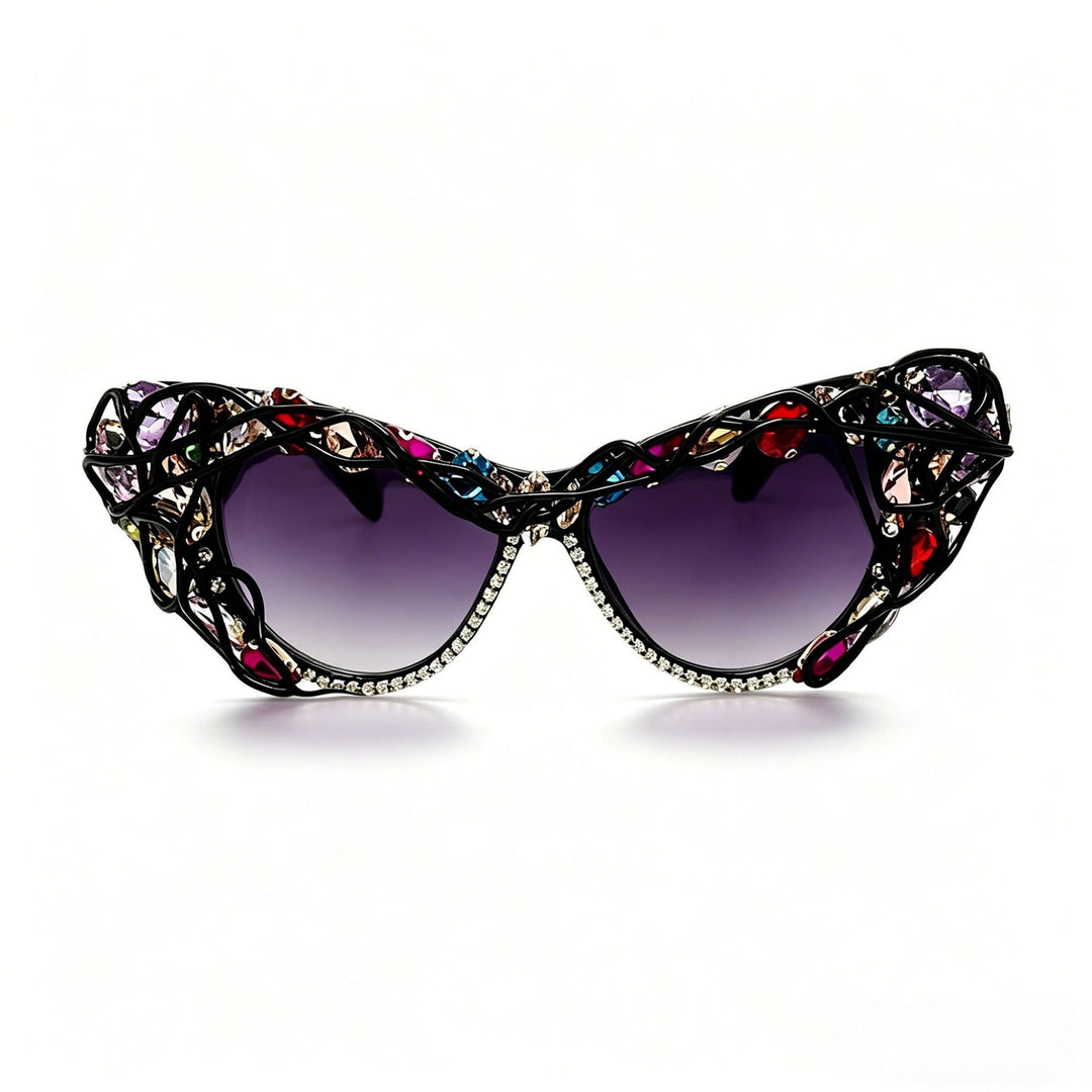 Women's Cat-Eye Sunglasses with Sparkling Crystal Frame and Artistic Decorations Stornfield