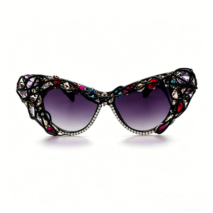 Women's Cat-Eye Sunglasses with Sparkling Crystal Frame and Artistic Decorations Stornfield