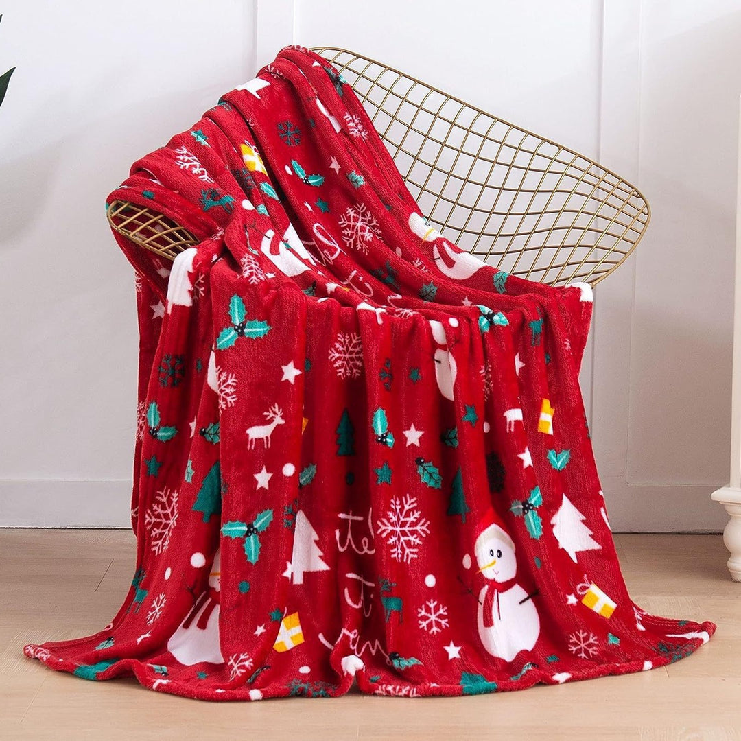 Festive Santa-Themed Plush Fleece Blanket