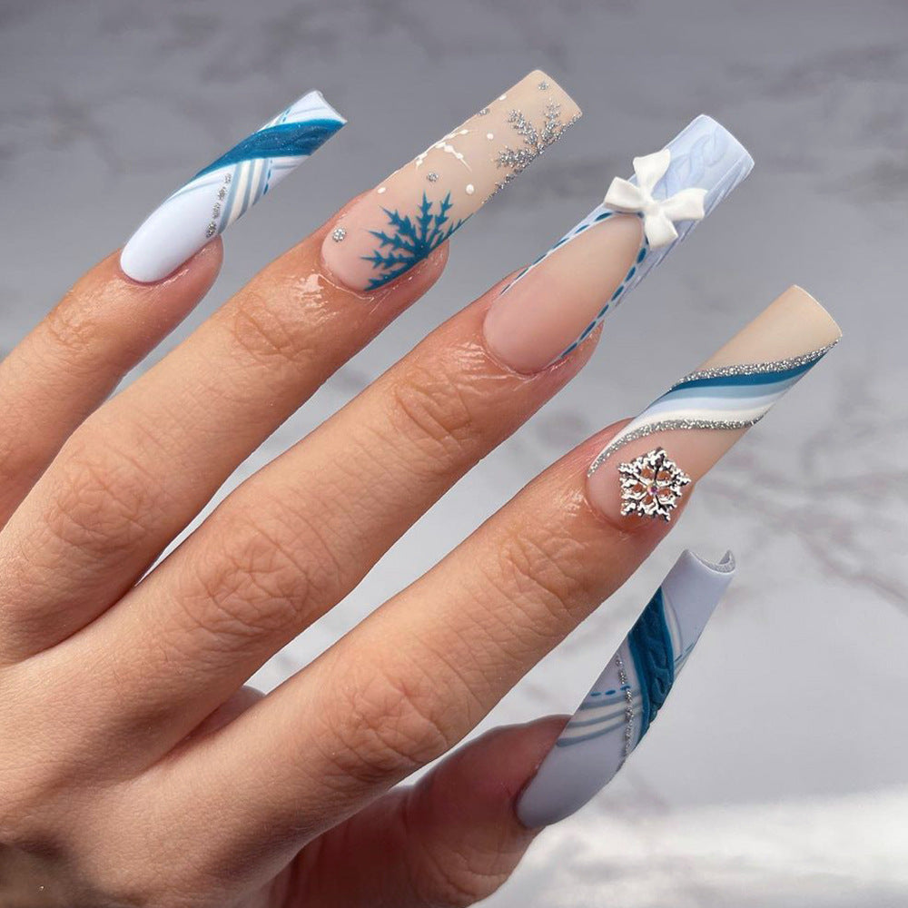 Premium Nail Extensions with Luxurious Winter Design Stornfield