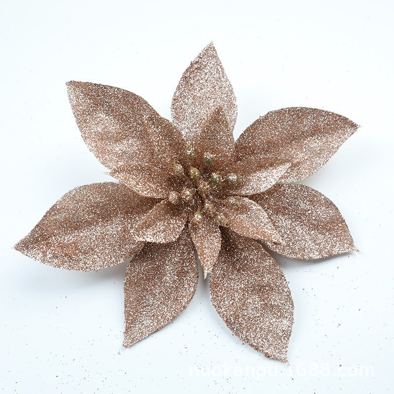 Glittering Poinsettia Flower Ornaments Stornfield
