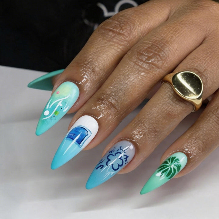 Acrylic Nail Set with Exclusive Drop Design Stornfield