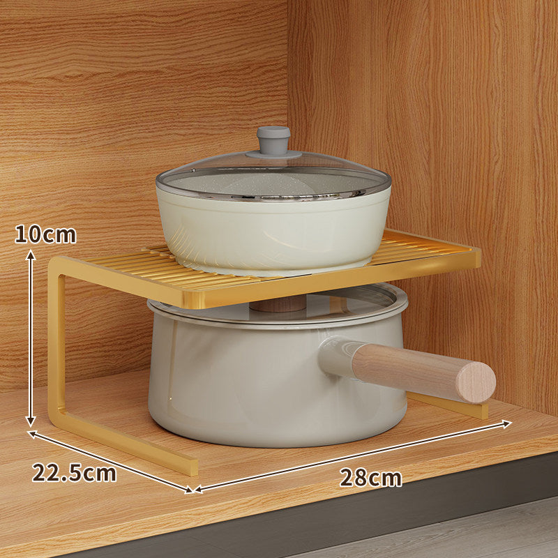 Compact Space-Saving Kitchen Countertop Pot and Pan Organizer Shelf Riser