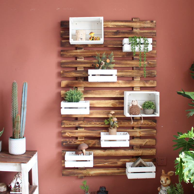 Wall shelf system with integrated storage boxes Stornfield
