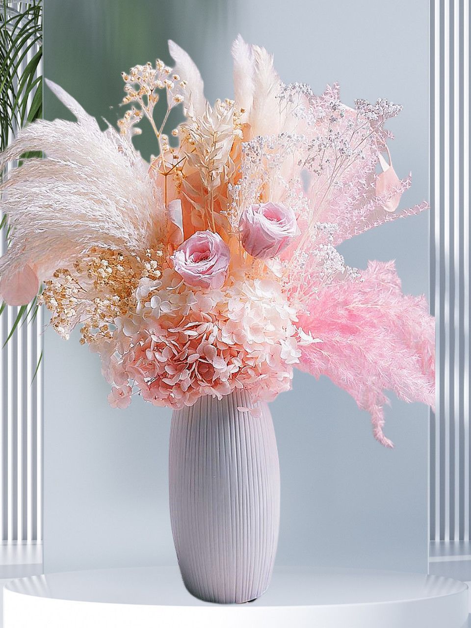Dried Flower Bouquet with Decorative Accents