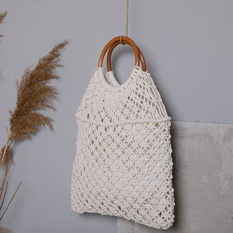 Macrame bag with wooden handle Stornfield