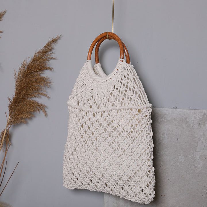Macrame bag with wooden handle Stornfield