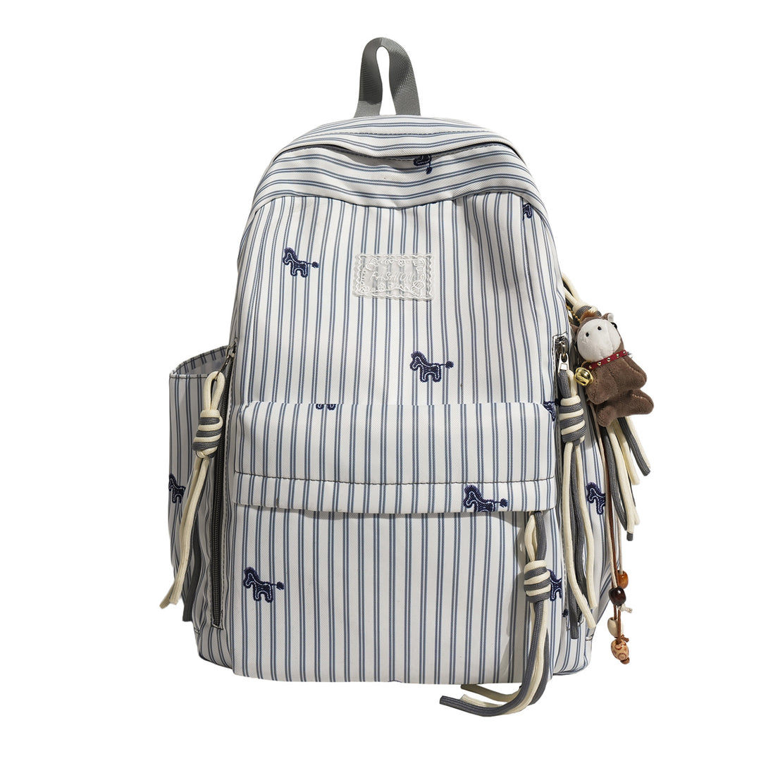 Playful Animal-Themed Striped Backpack Stornfield