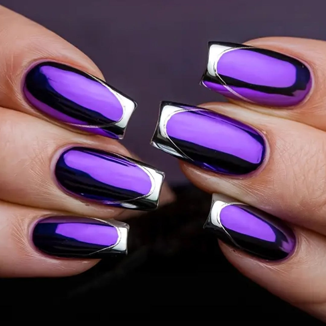 Metallic Tip Gel Nail Art Extensions Stornfield