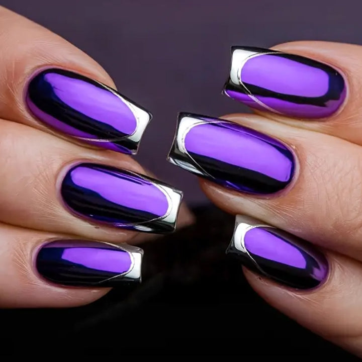 Metallic Tip Gel Nail Art Extensions Stornfield