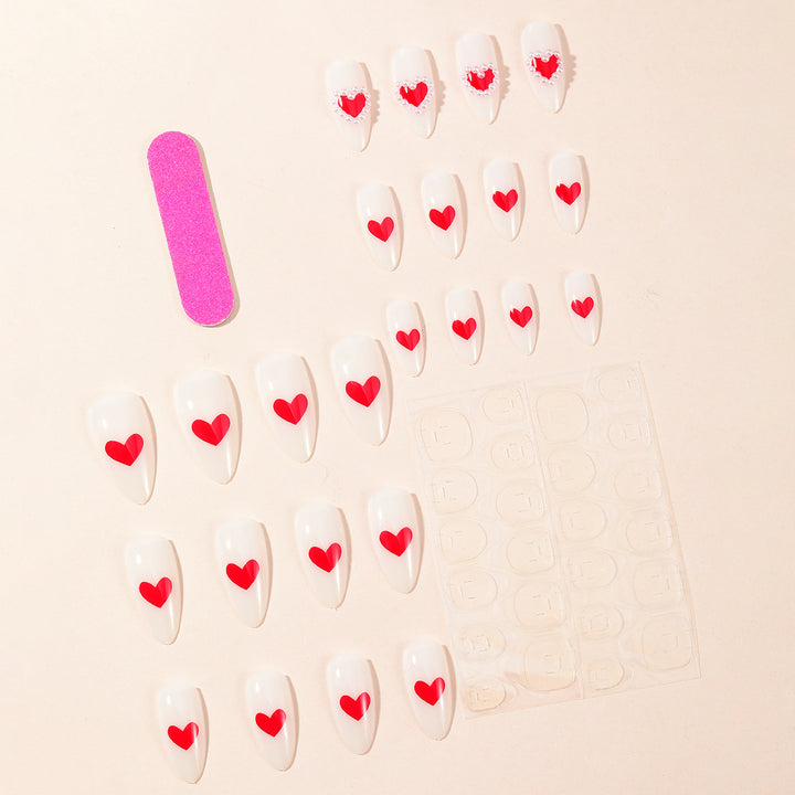 Heart-Accent Stiletto Nail Art Extensions Stornfield