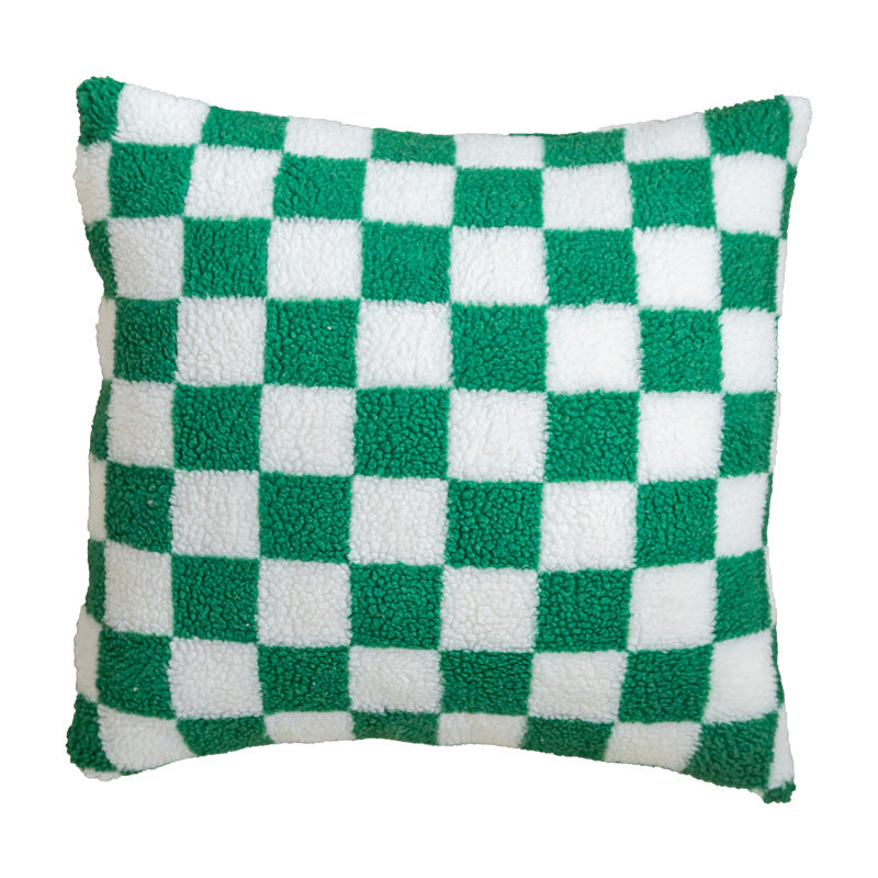 Checked Plush Throw Cushion