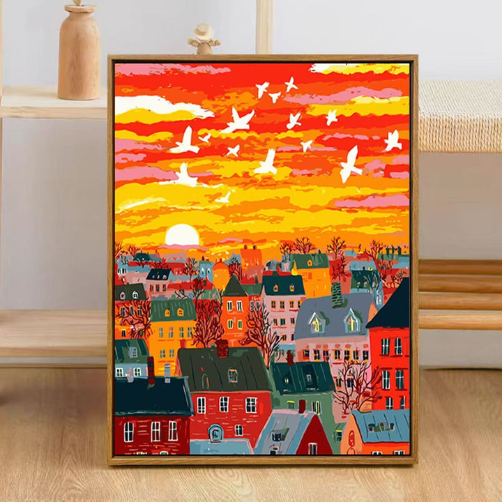 Colorful City Skyline Art Print Stornfield