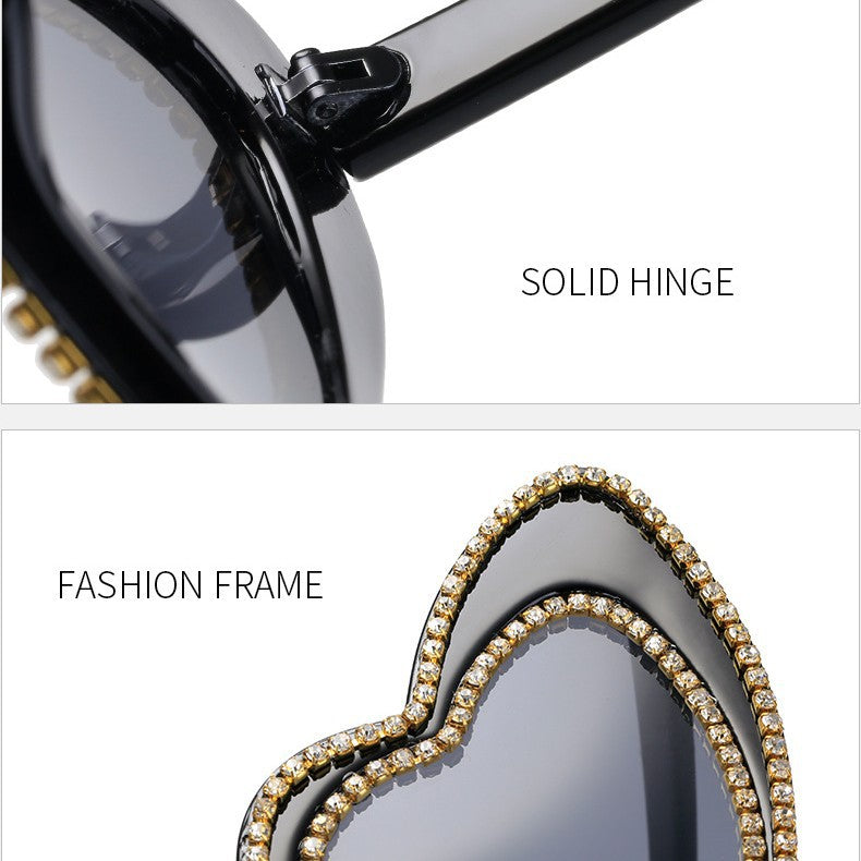 Women's Heart-Shaped Sunglasses with Glitter Accents Stornfield
