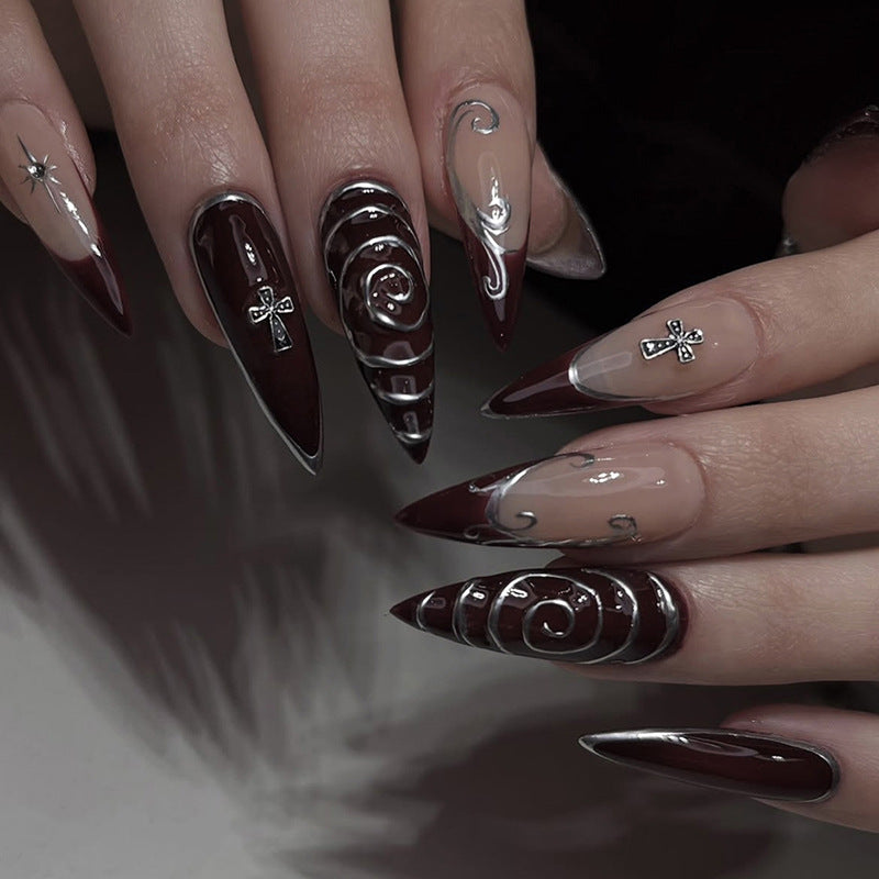 Artistic Stiletto Press-On Nails Set with Elaborate Designs Stornfield