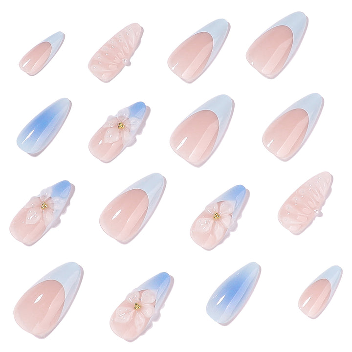 Stiletto nails with floral design and glitter accents Stornfield