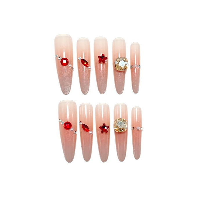 Sparkling artificial nails with decorative rhinestones Stornfield