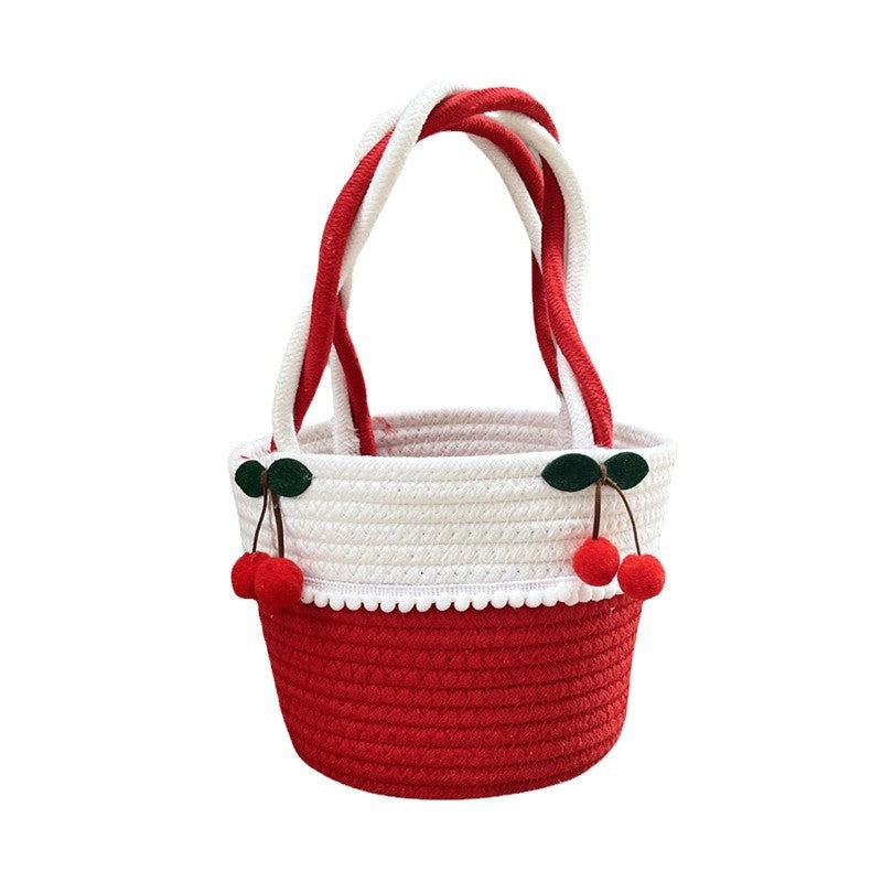 Ladies Playful Storage Basket with Pom-Pom Decoration Stornfield