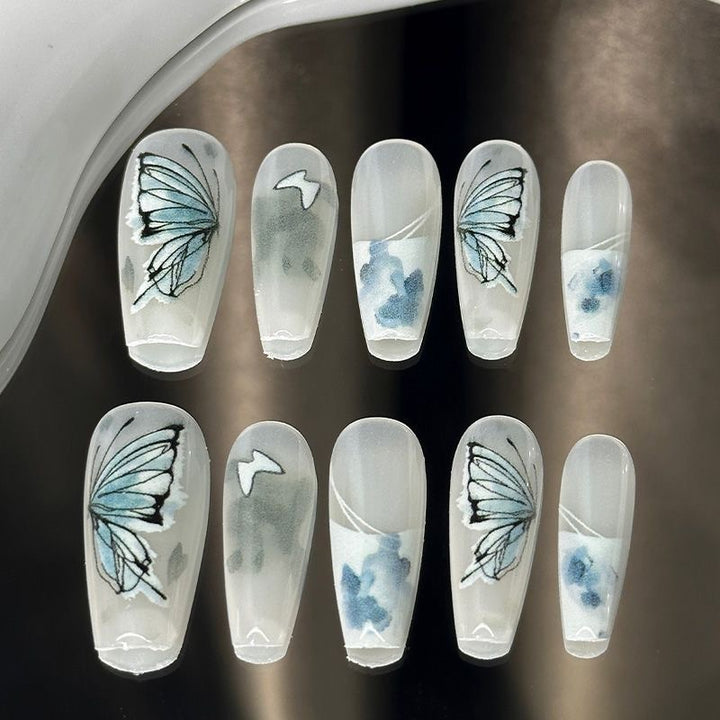 Artistic Butterfly-Design Press-On Nail Set