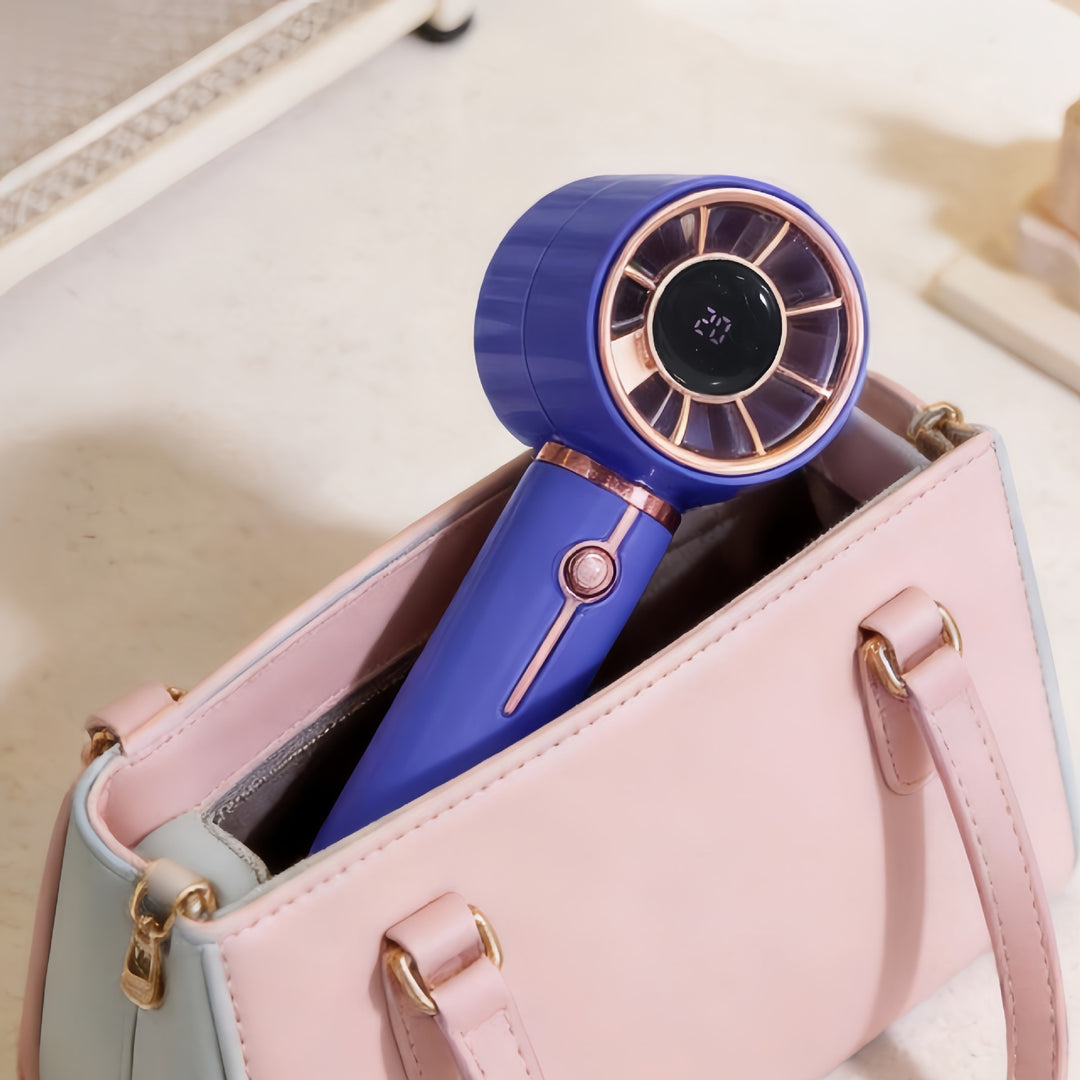Women's Portable Hand Fan with LCD Temperature Display and USB Charging Function Stornfield