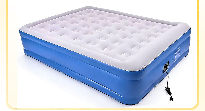 electric inflatable single air mattress with integrated auto pump, flocked tufted sleeping surface and raised edge support Stornfield