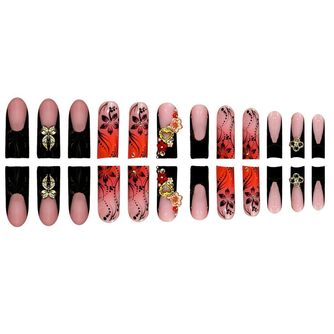Decorative Floral Design Press-On Nails Stornfield