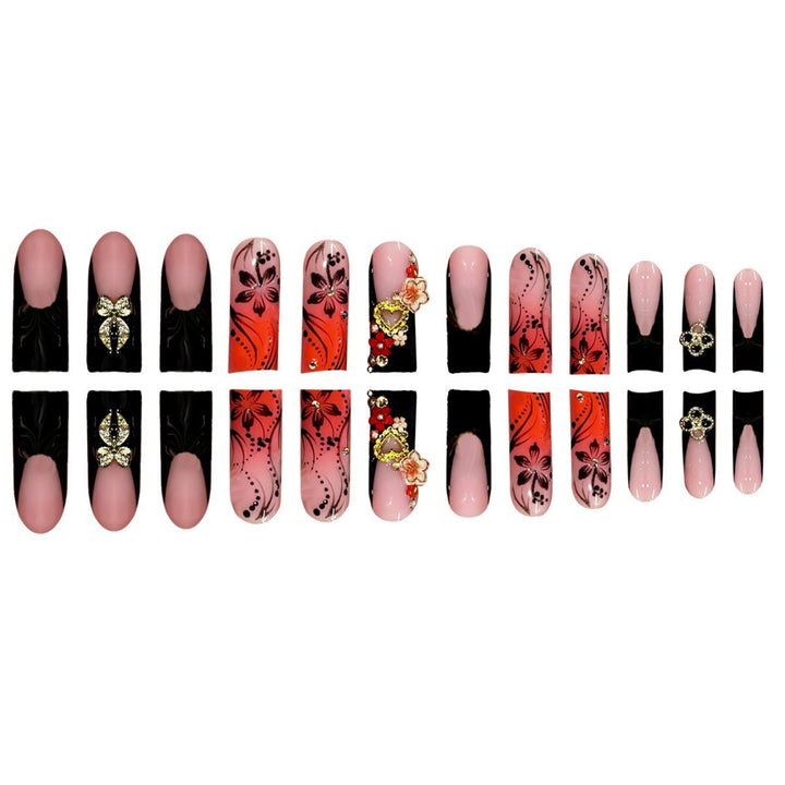 Decorative Floral Design Press-On Nails Stornfield