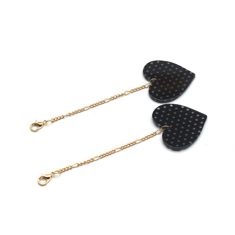 Heart-Shaped Dangle Earrings with Golden Chain Stornfield
