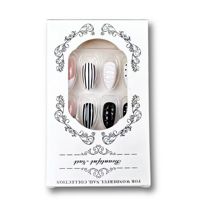 Artistic Striped Press-On Nail Set