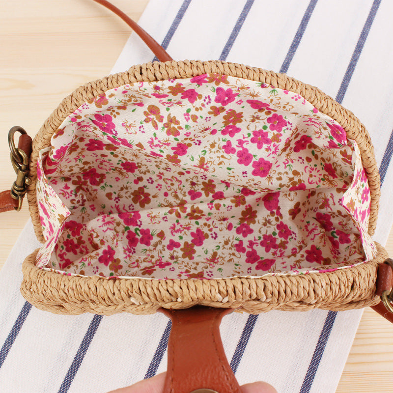 Rattan Shoulder Bag In Crescent Shape Design Stornfield