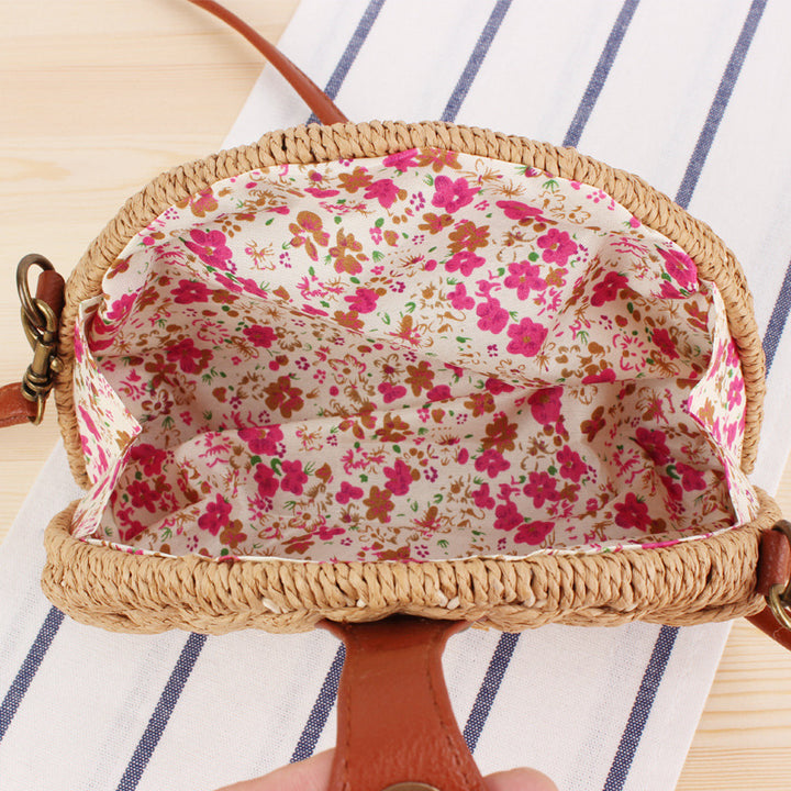 Rattan Shoulder Bag In Crescent Shape Design Stornfield