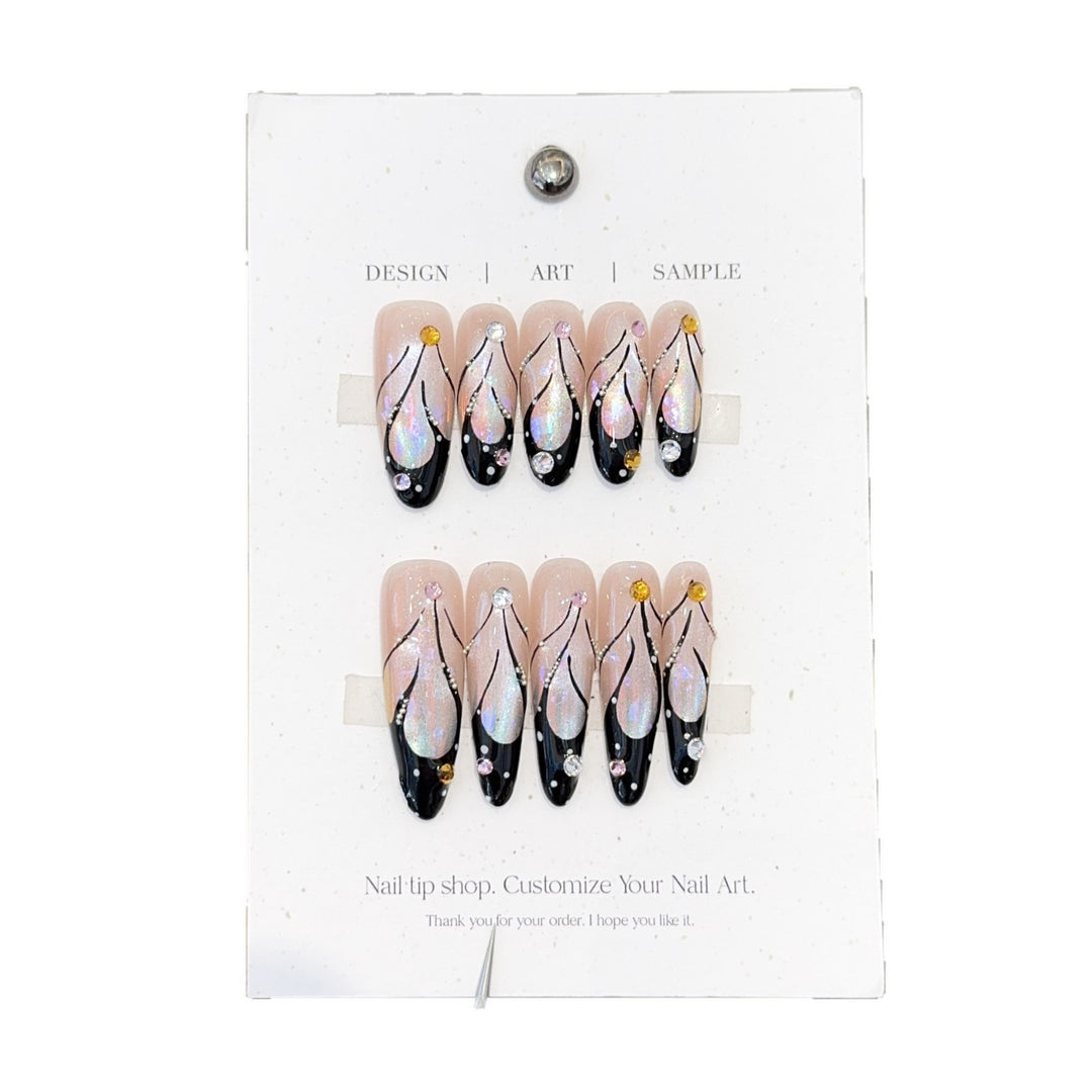 Artificial nails with artistic holographic accents Stornfield