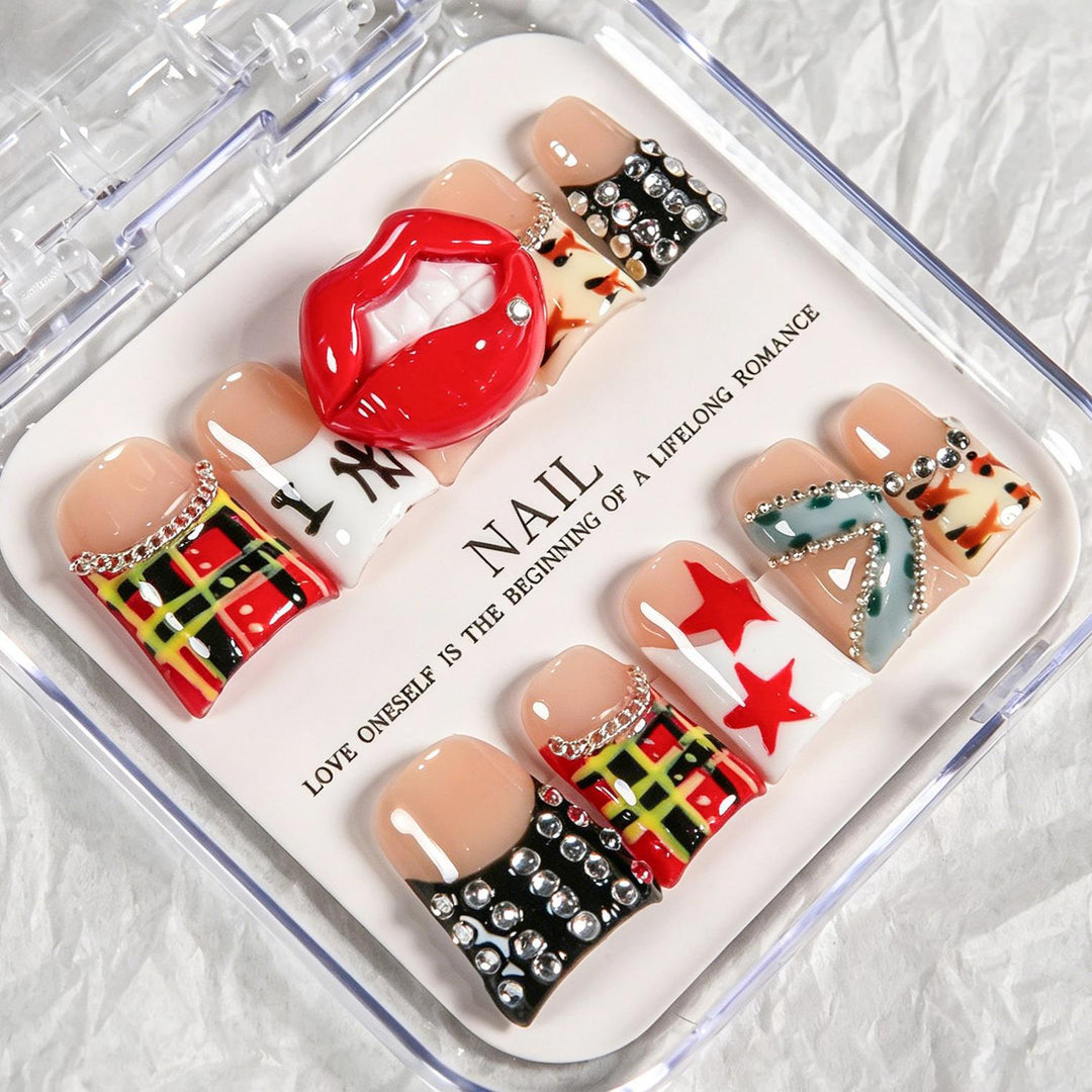 Artistic Press-On Nail Kit with Fun Designs