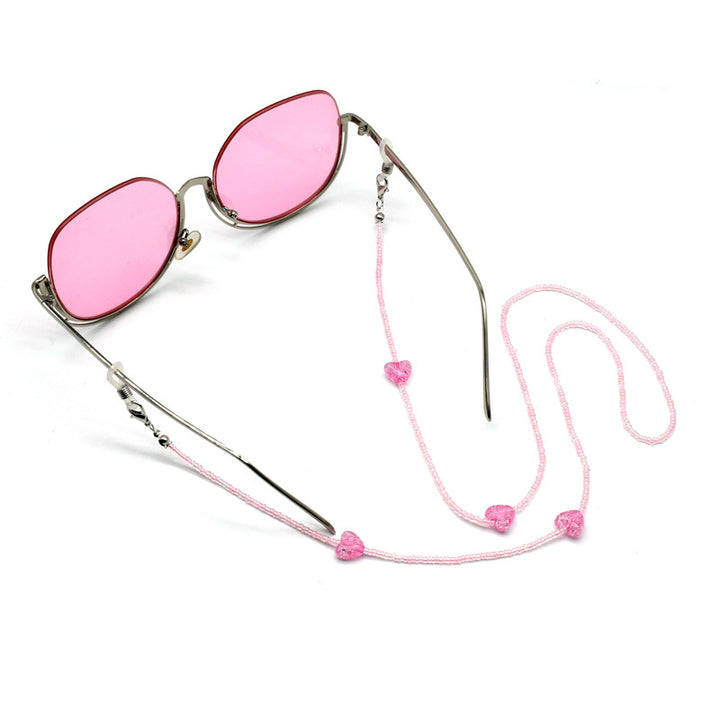 Heart-Embellished Beaded Eyewear Chain Stornfield