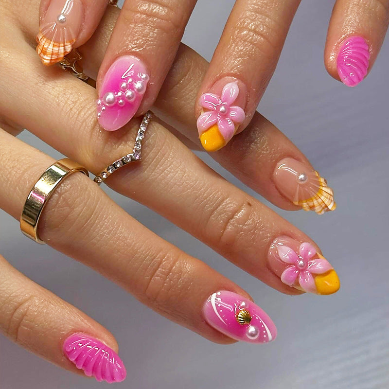 Decorative Floral Long Press-On Nail Set Stornfield