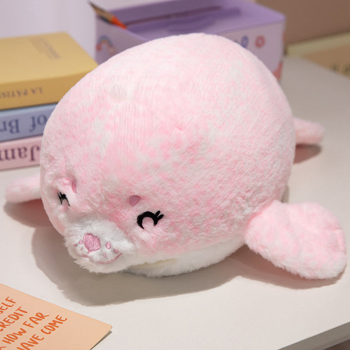 Plush Seal Cuddle Pillow with Embroidered Face and Side Flippers Stornfield